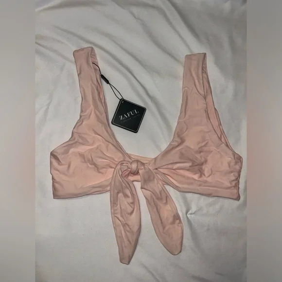 NWT ZAFUL Women's Floral Pink Tie Knot Front Bikini Set Large Swimsuit Two Piece - Picture 3 of 6